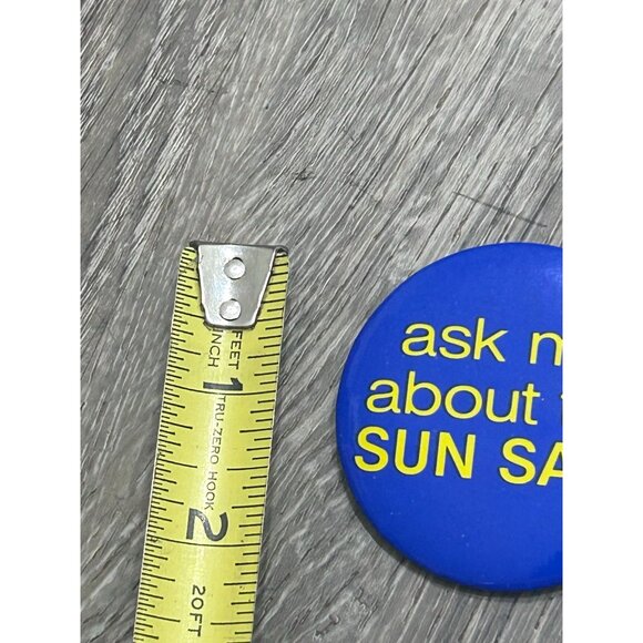 Vintage Ask Me About The Sun Sale Round Shape Blue Pinback Button - Picture 8 of 8